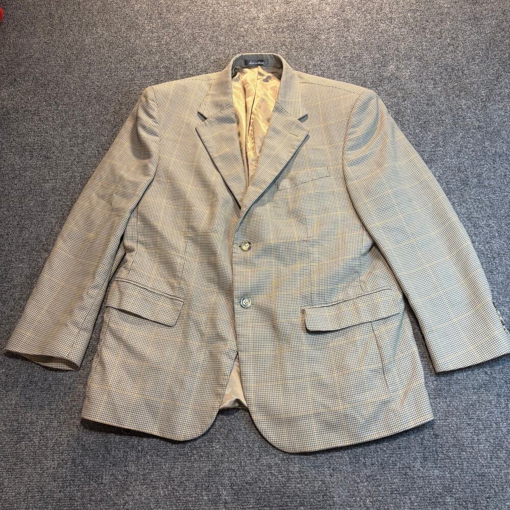 Oscar de la Renta Mens Tan 100% Wool Sport Coat Blazer Jacket Size 42 Short